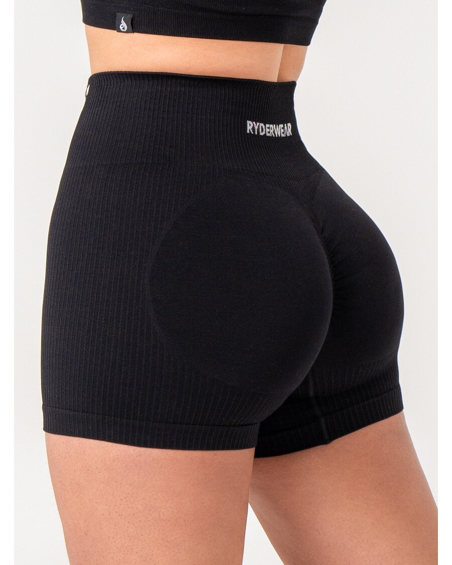 Ryderwear Rib Scrunch Seamless Shorts - Black