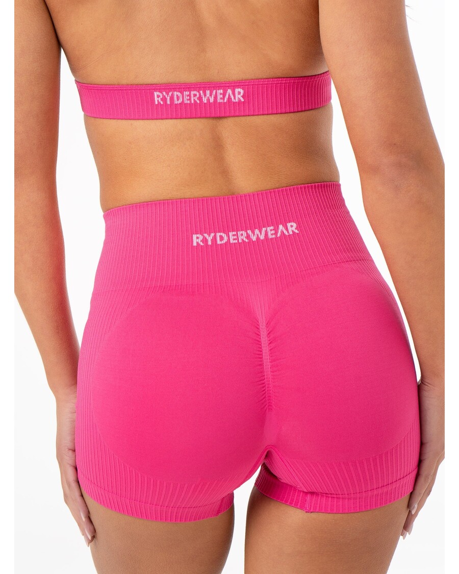 Ryderwear Rib Scrunch σορτς χωρίς ραφή - ζεστό ροζ