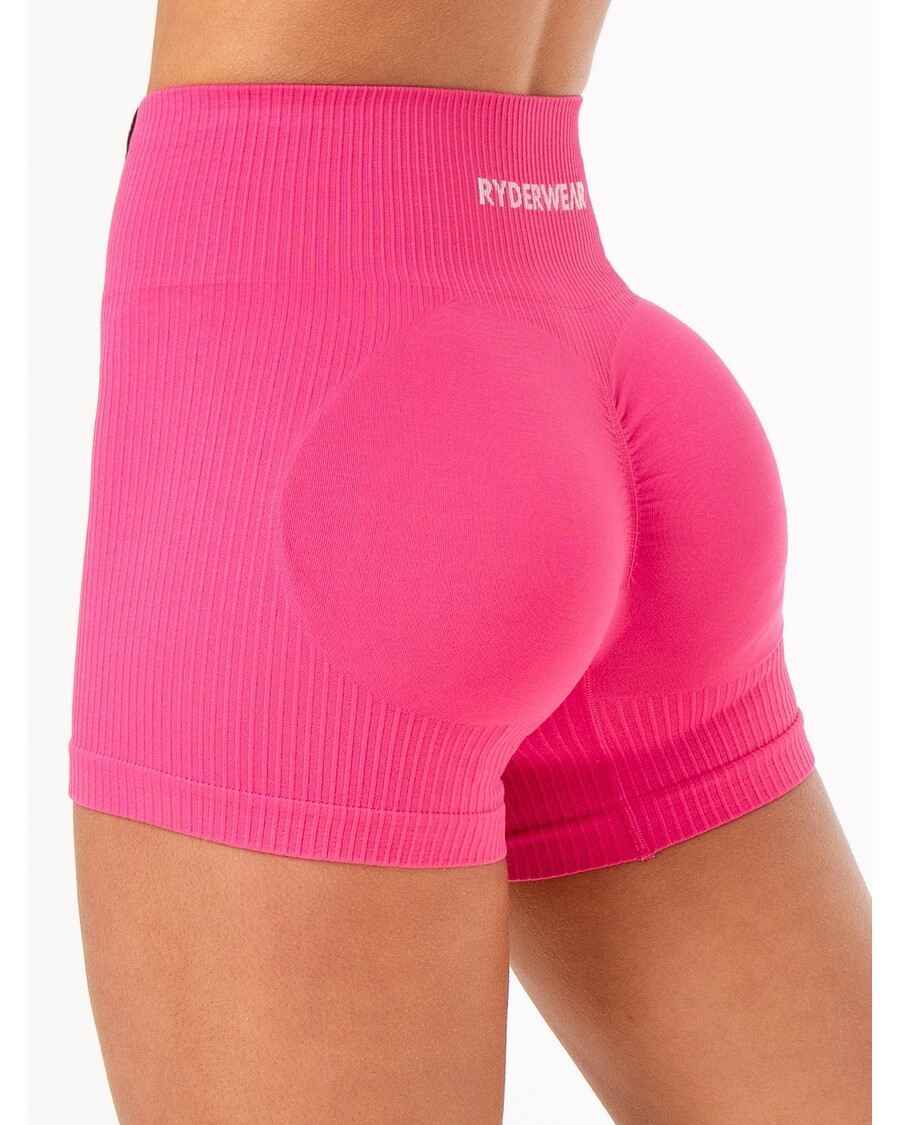 Ryderwear Rib Scrunch Seamless Shorts - Hot Pink