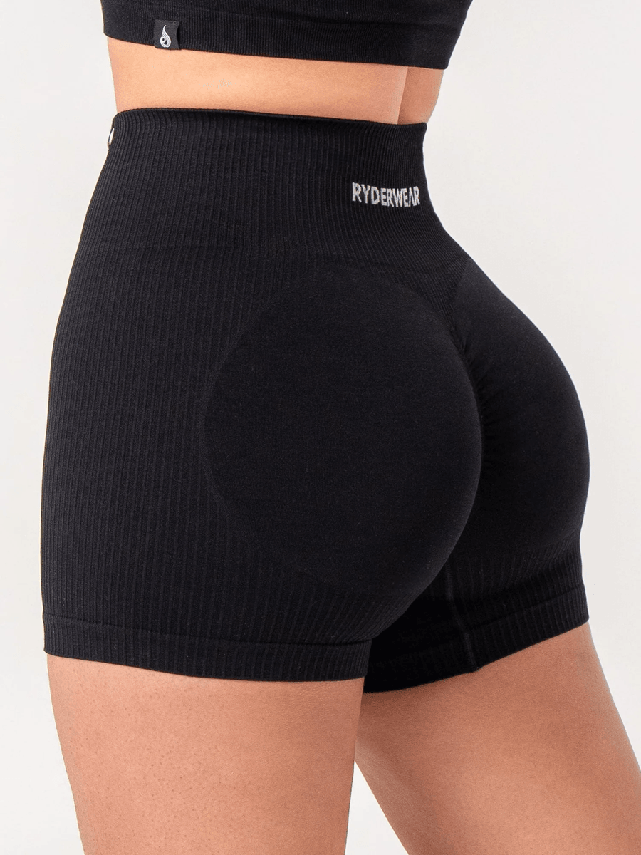 Ryderwear Rib Scrunch Seamless Shorts - Black