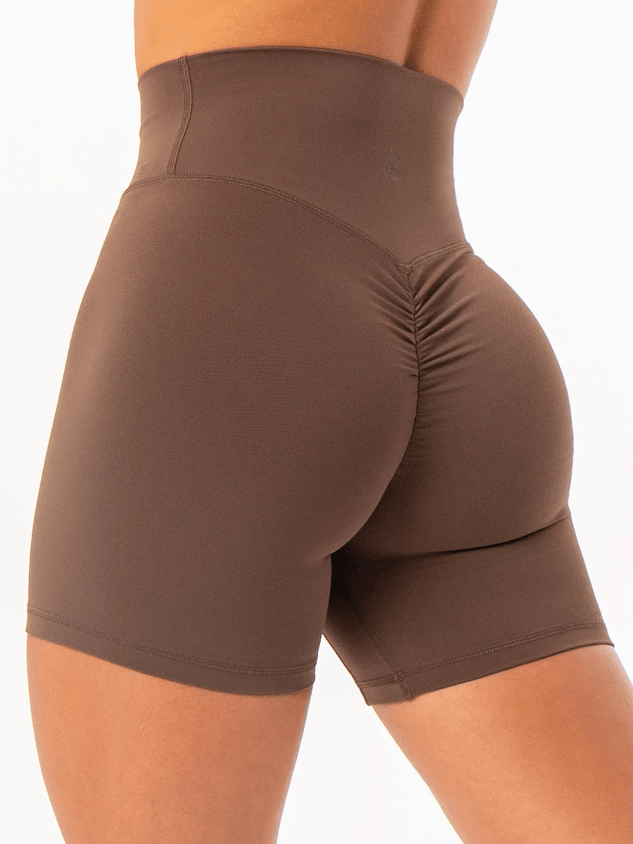 Ryderwear NKD High Waisted Scrunch Shorts - Chocolate