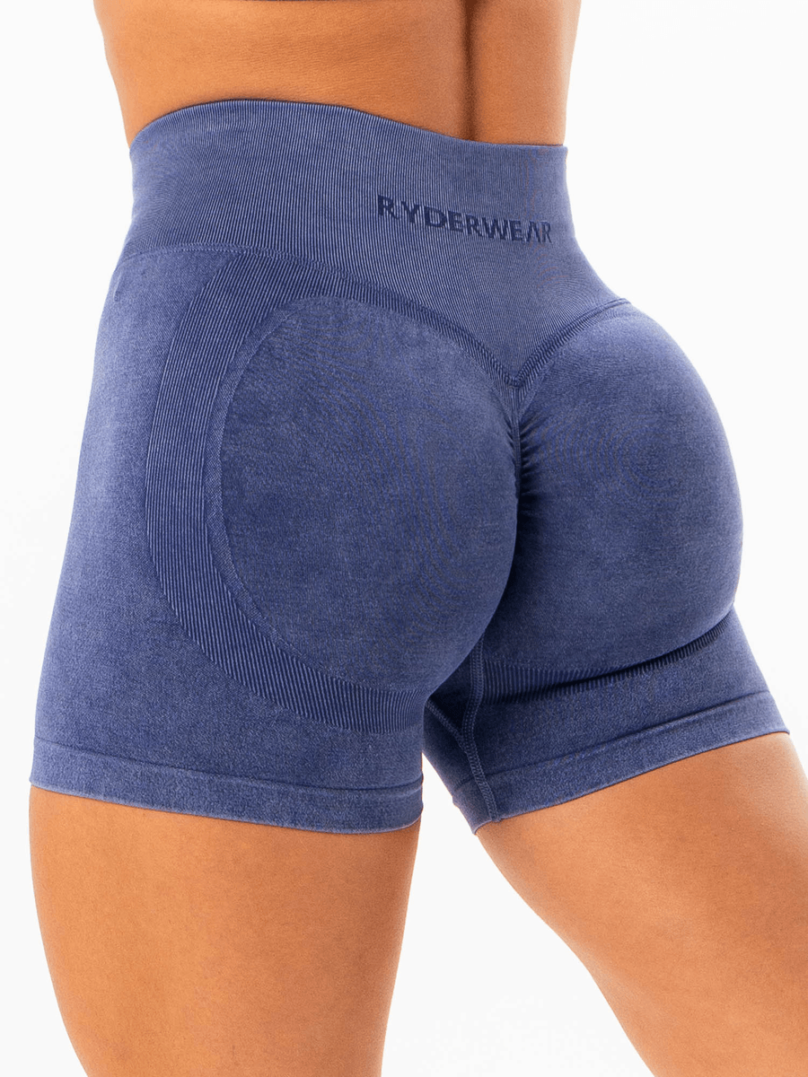 Ryderwear Stonewash Scrunch Seamless Shorts - Navy Stonewash