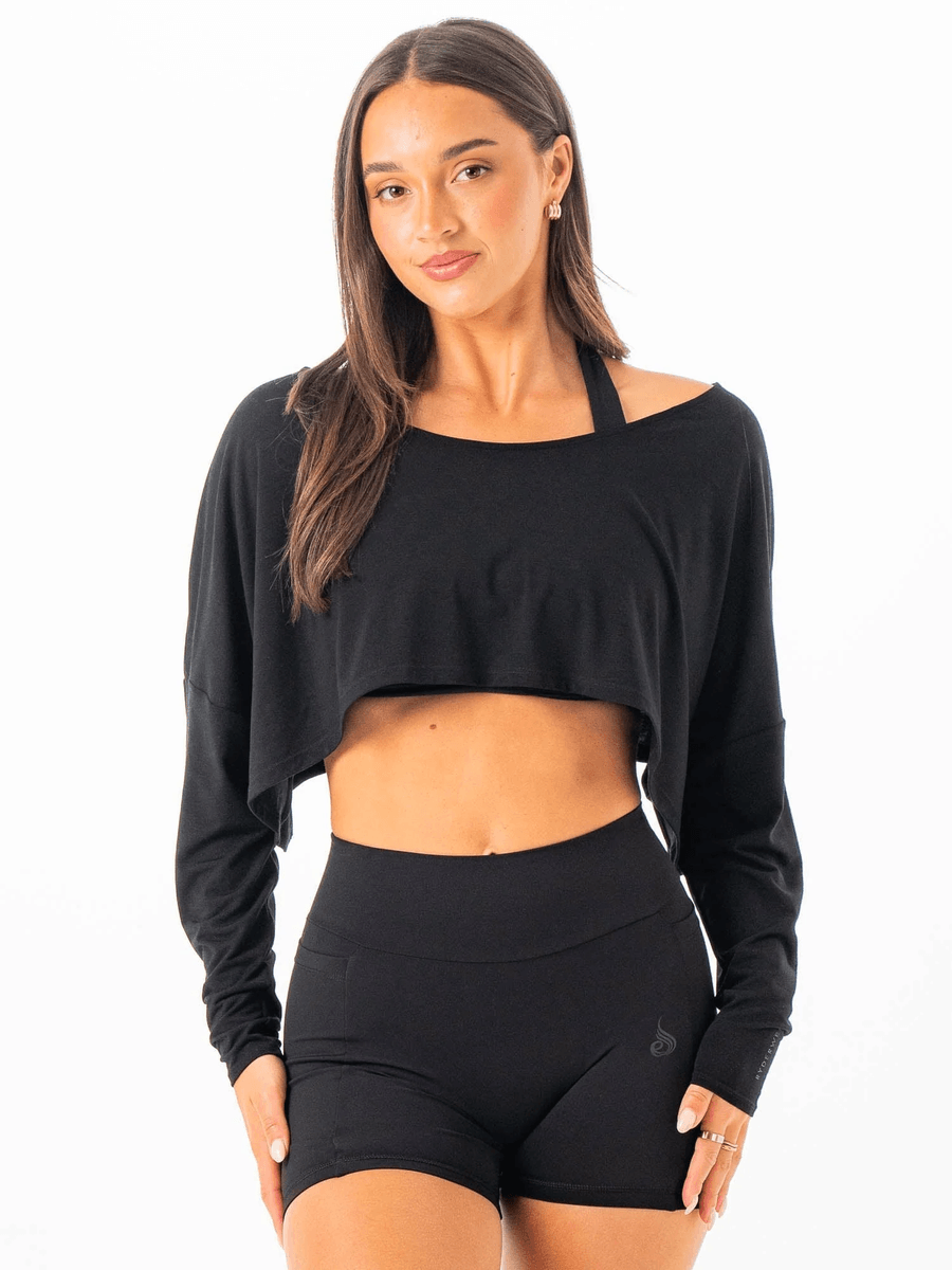 Ryderwear Slouchy Off Shoulder Top - Black