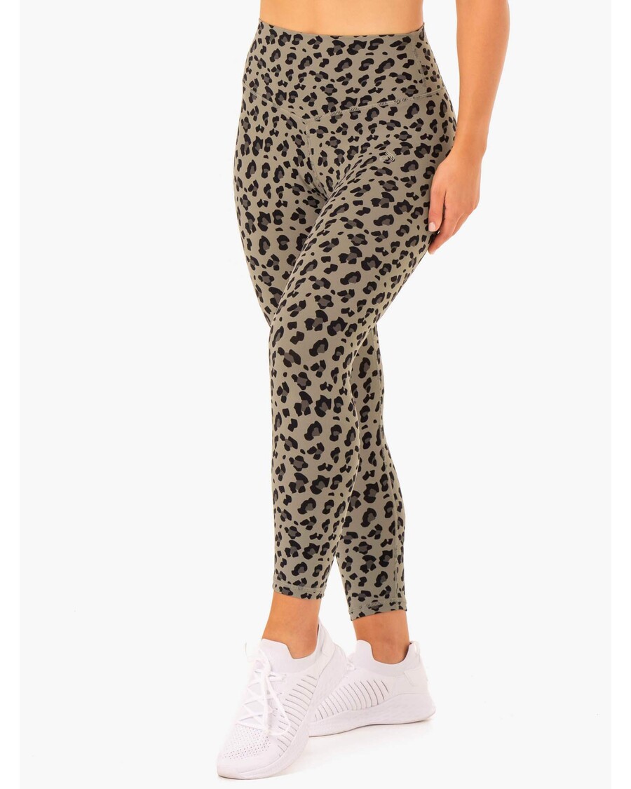 Ryderwear Hybrid Full Length Leggings - Khaki Leopard