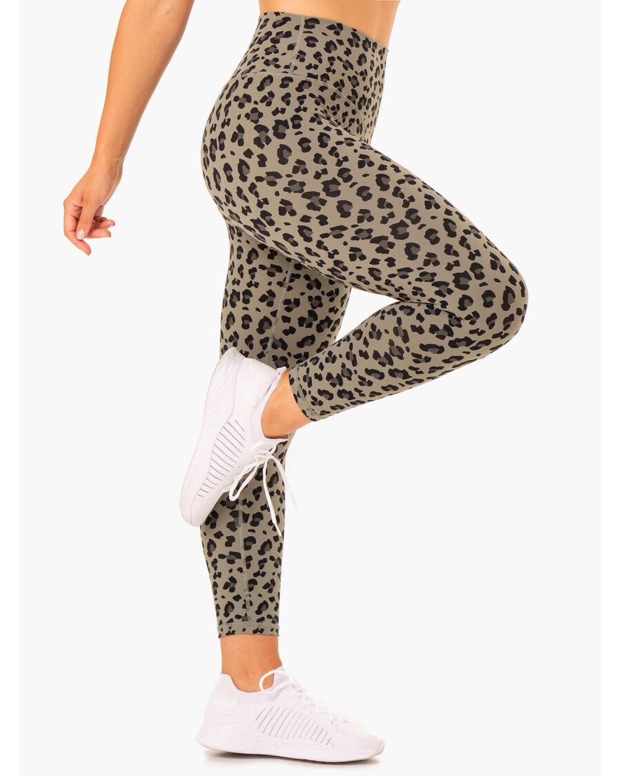 Ryderwear Hybrid Full Length Leggings - Khaki Leopard