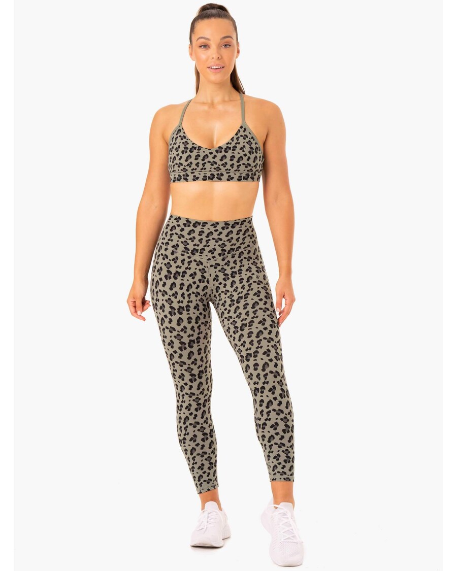 Ryderwear Hybrid Full Length Leggings - Khaki Leopard