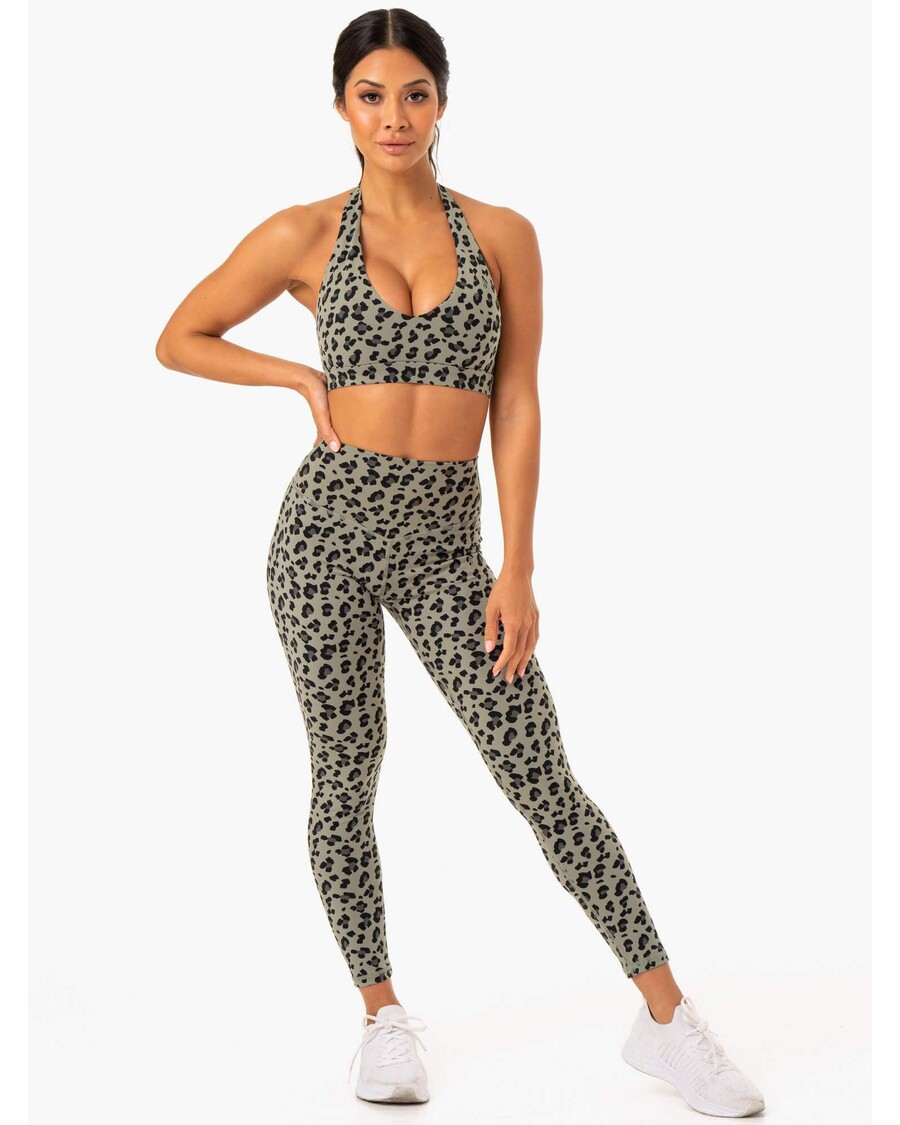 Ryderwear Hybrid Full Length Leggings - Khaki Leopard
