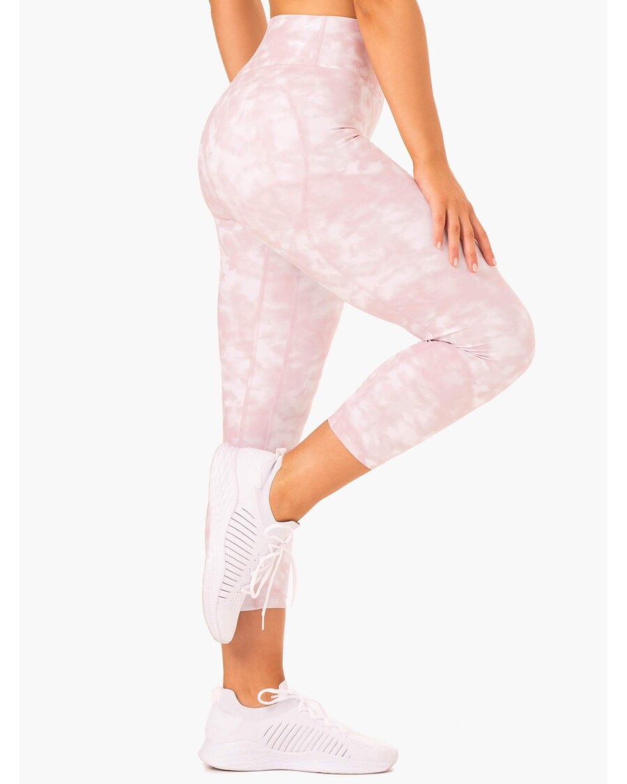 Ryderwear Tie Dye 7/8 Leggings - Mauve Pink Tie Dye