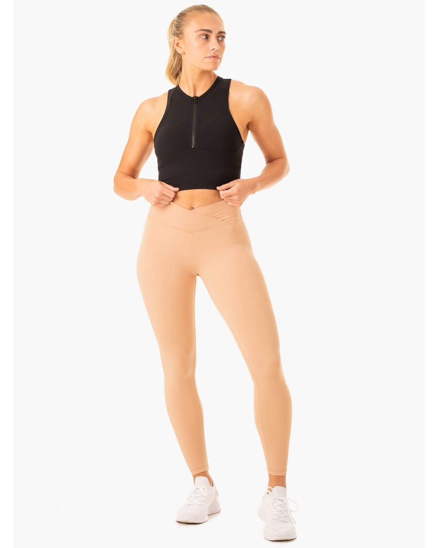 Ryderwear Serene Cross Over Scrunch Leggings - Tan