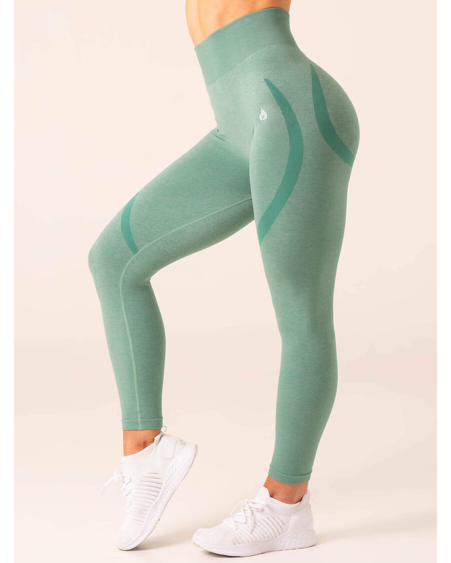 Бесшовные леггинсы Ryderwear Sculpt - меланжево-зеленый
