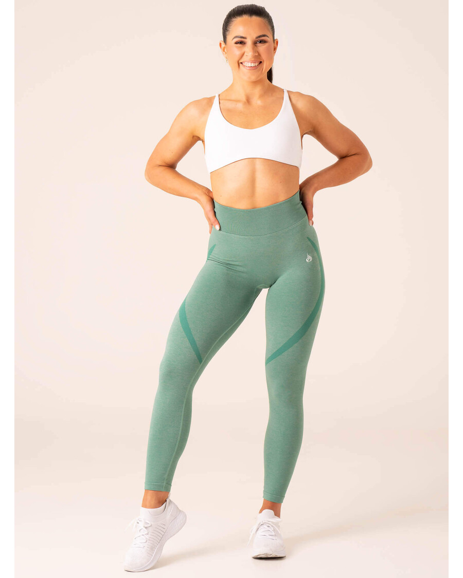 Бесшовные леггинсы Ryderwear Sculpt - меланжево-зеленый