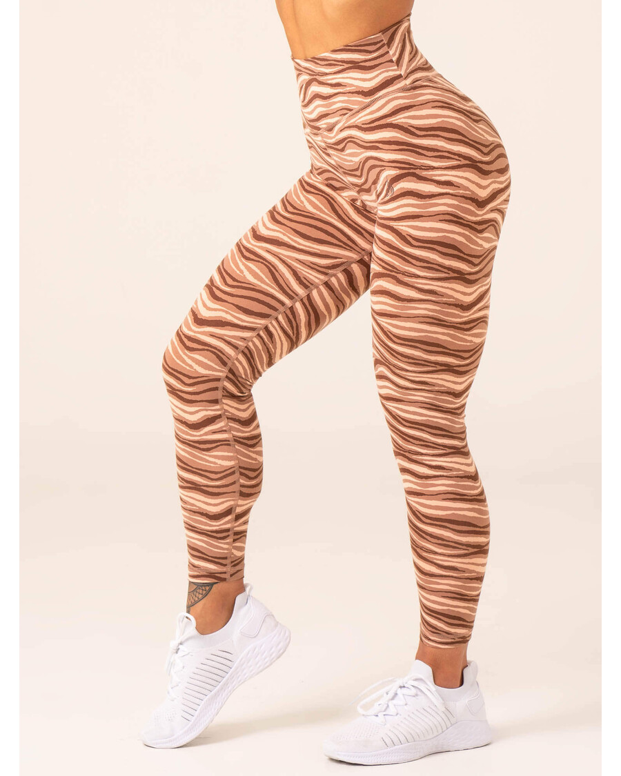 Ryderwear Unstoppable High Waisted Scrunch Leggings - Mocha Zebra