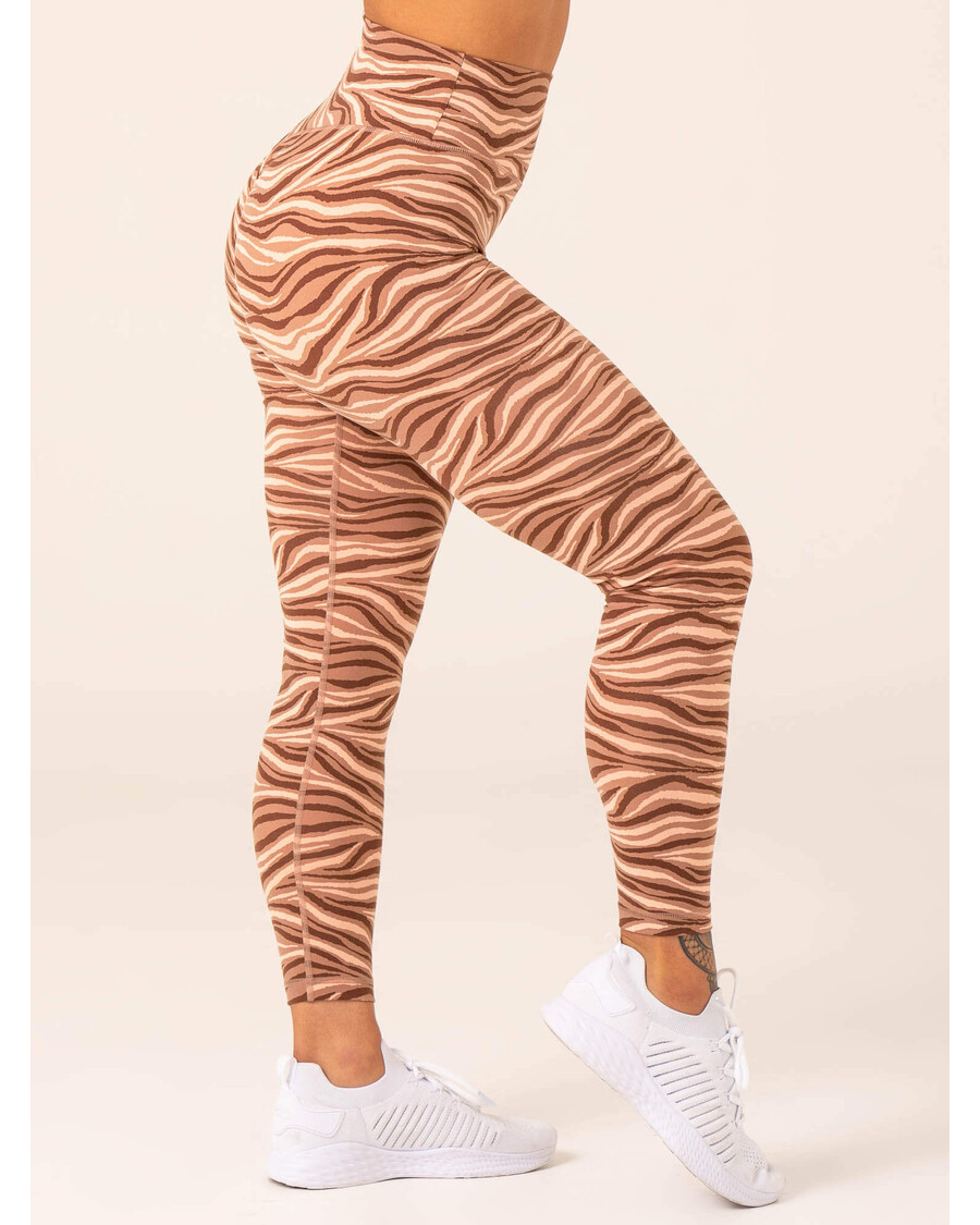Ryderwear Unstoppable High Waisted Scrunch Leggings - Mocha Zebra