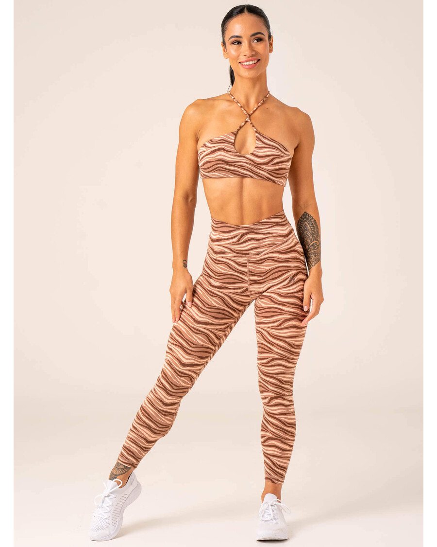 Ryderwear Unstoppable High Waisted Scrunch Leggings - Mocha Zebra