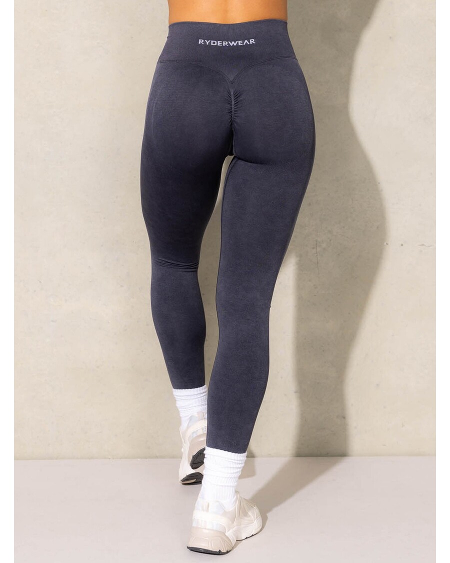 Ryderwear Stonewash Scrunch Seamless Leggings - Black Stonewash