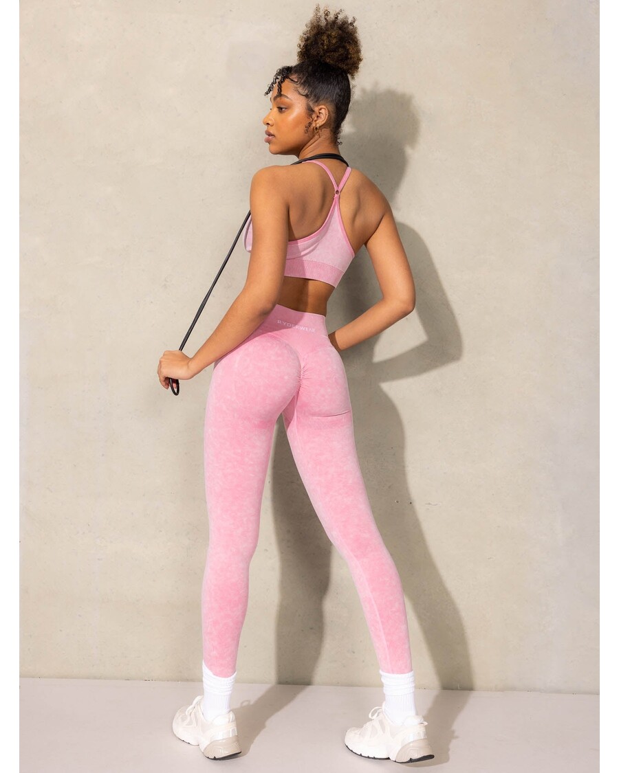 Ryderwear Stonewash Scrunch Seamless Leggings - Pink Stonewash