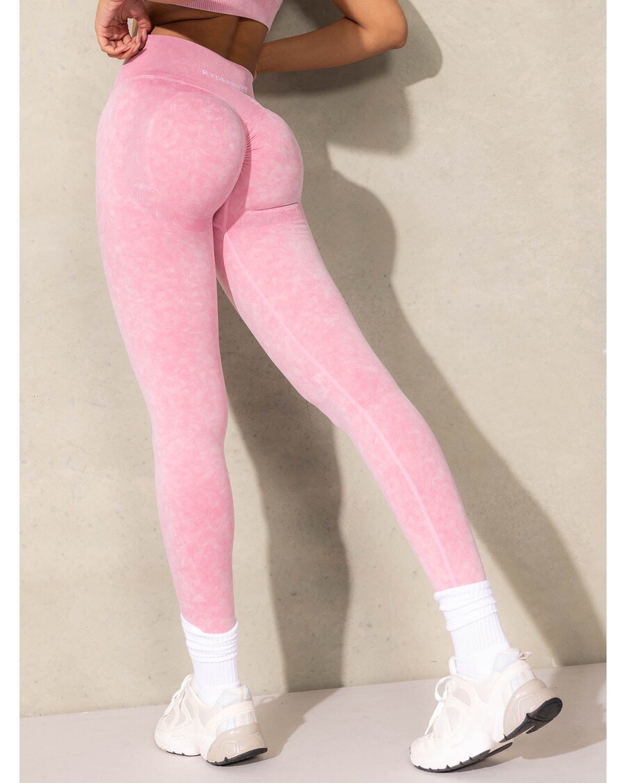 Ryderwear Stonewash Scrunch Seamless Leggings - Pink Stonewash