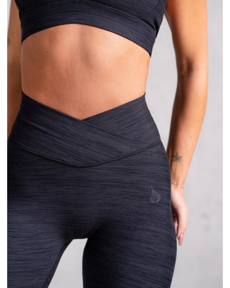 Ryderwear Icon Cross Over Scrunch Leggings - Black Marl