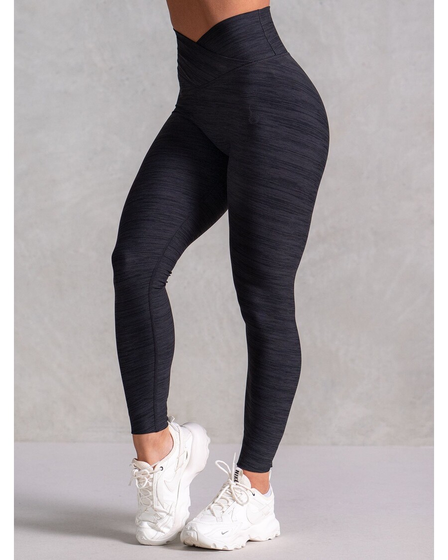 Ryderwear Icon Cross Over Scrunch Leggings - Black Marl