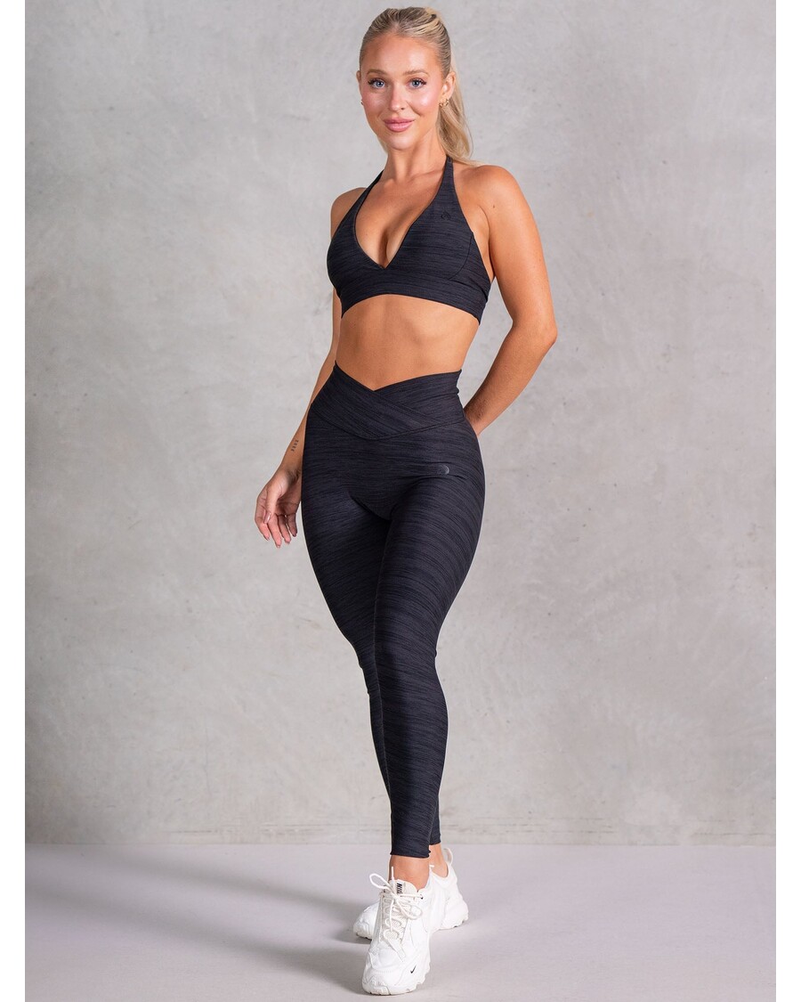 Ryderwear Icon Cross Over Scrunch Leggings - Black Marl