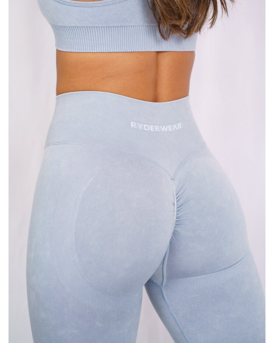Ryderwear Stonewash Scrunch Seamless Leggings - Dusty Blue Stonewash