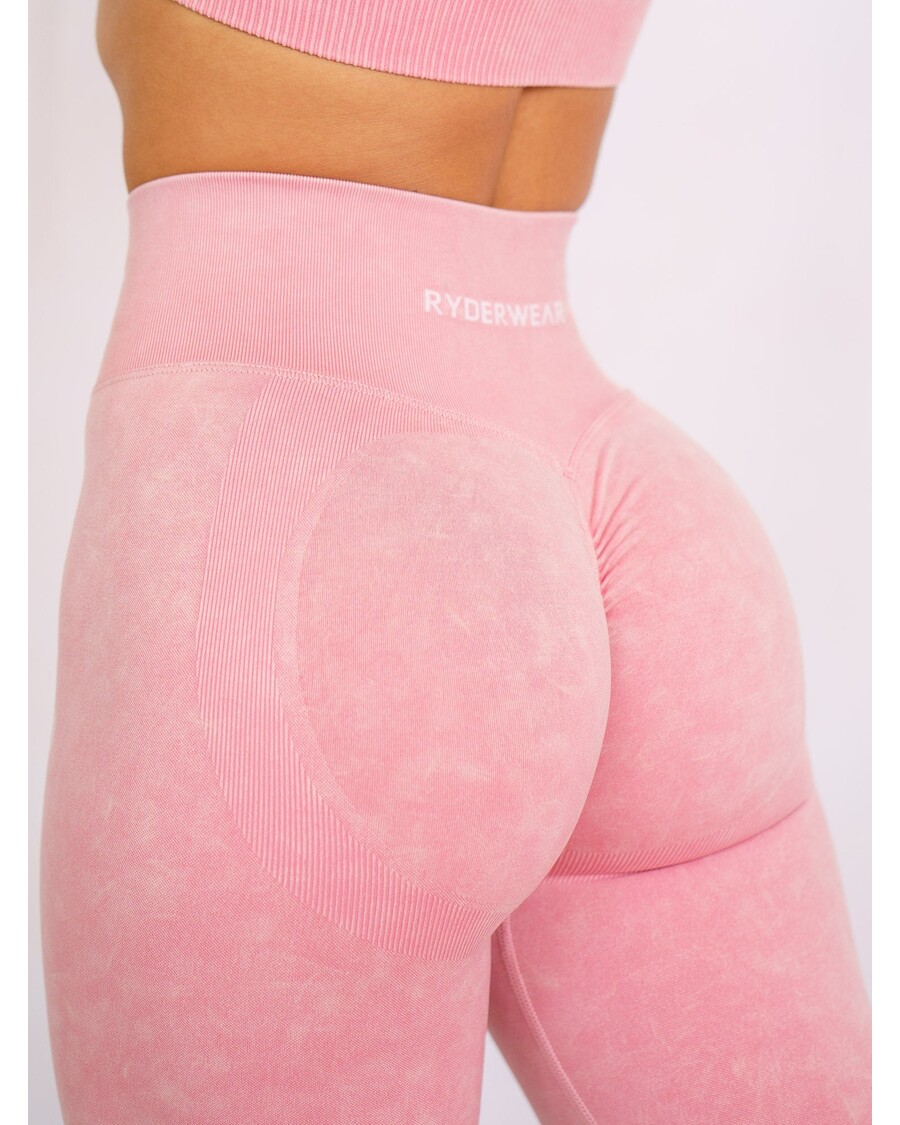 Ryderwear Stonewash Scrunch Seamless Leggings - Coral Stonewash