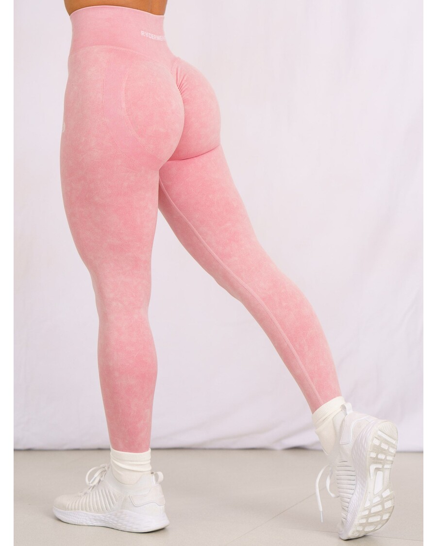 Ryderwear Stonewash Scrunch Seamless Leggings - Coral Stonewash