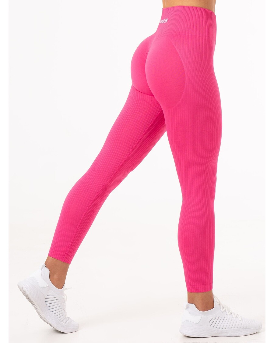 Ryderwear Rib Scrunch Seamless Leggings - Hot Pink