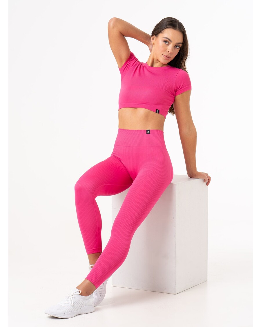 Ryderwear Rib Scrunch Seamless Leggings - Hot Pink