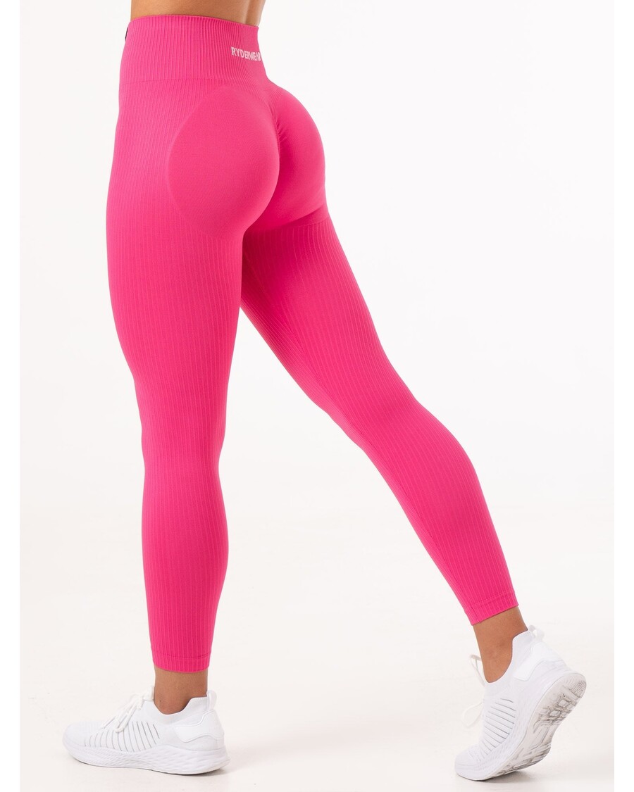 Ryderwear Rib Scrunch Seamless Leggings - Hot Pink