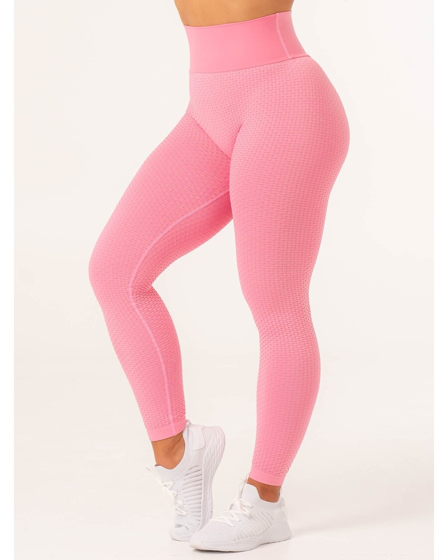 Ryderwear Honeycomb Scrunch Seamless Leggings - Bright Pink