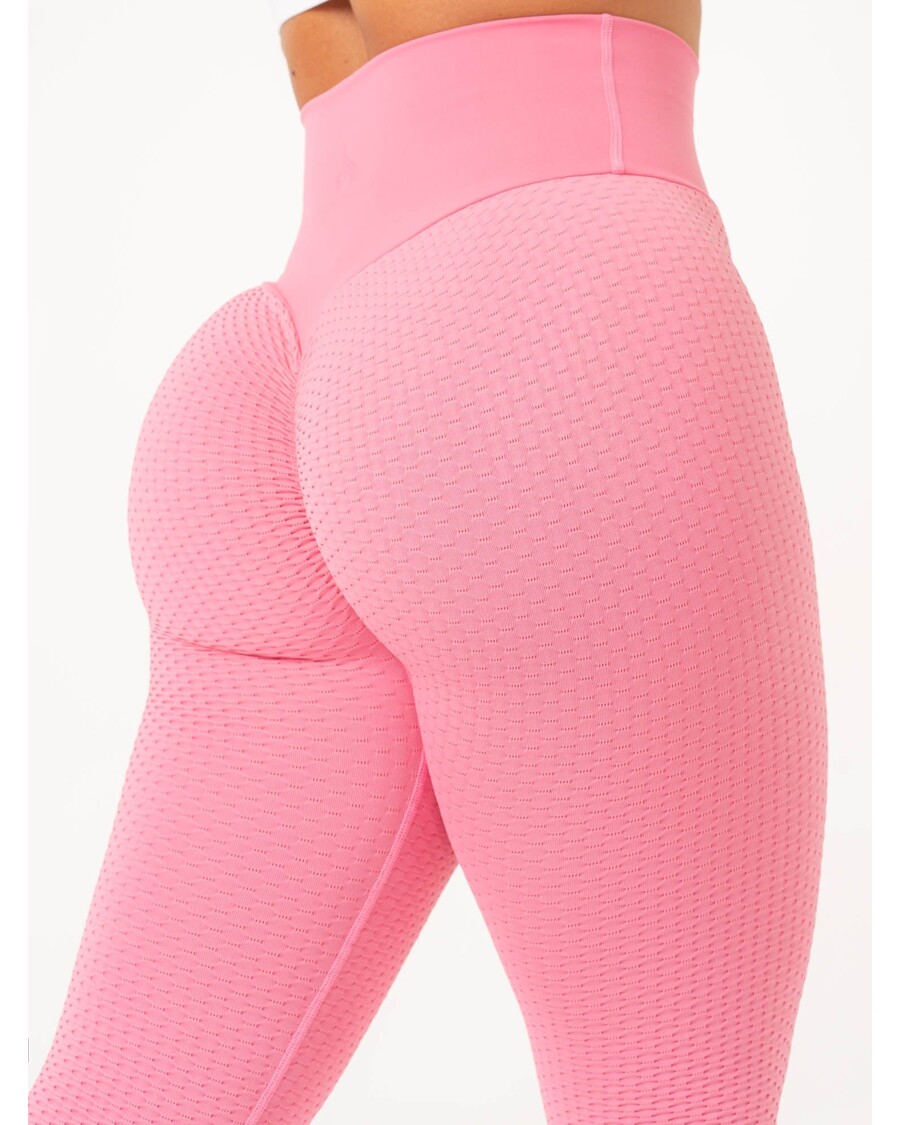 Ryderwear Honeycomb Scrunch Seamless Leggings - Bright Pink