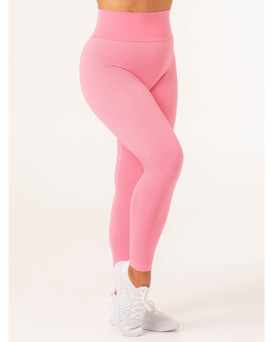Ryderwear Honeycomb Scrunch Seamless Leggings - Bright Pink