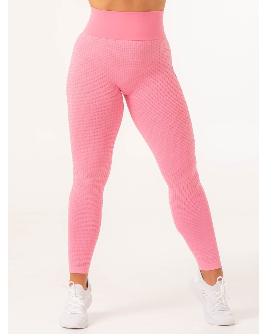Ryderwear Honeycomb Scrunch Seamless Leggings - Bright Pink