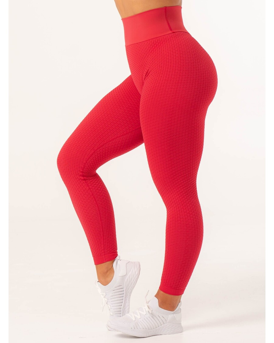 Ryderwear Honeycomb Scrunch Seamless Leggings - Lipstick Red
