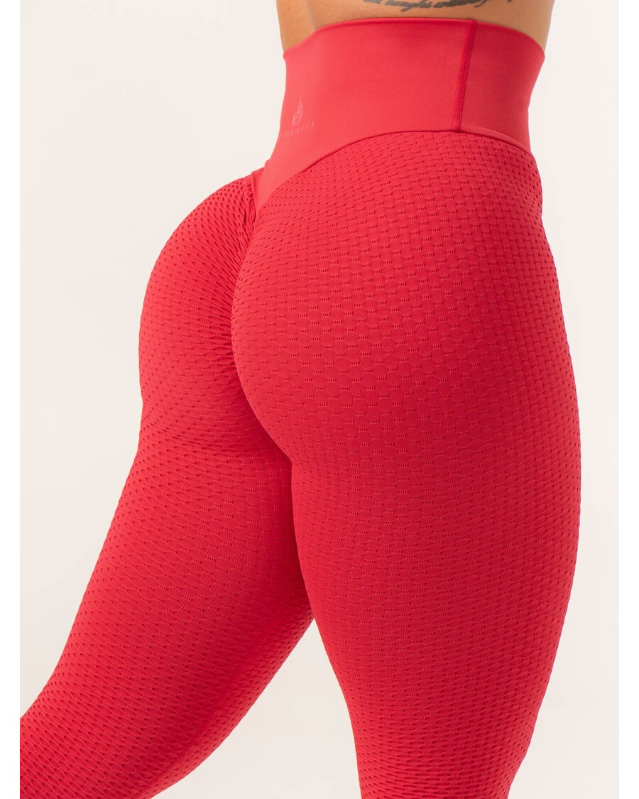 Ryderwear Honeycomb Scrunch Seamless Leggings - Lipstick Red