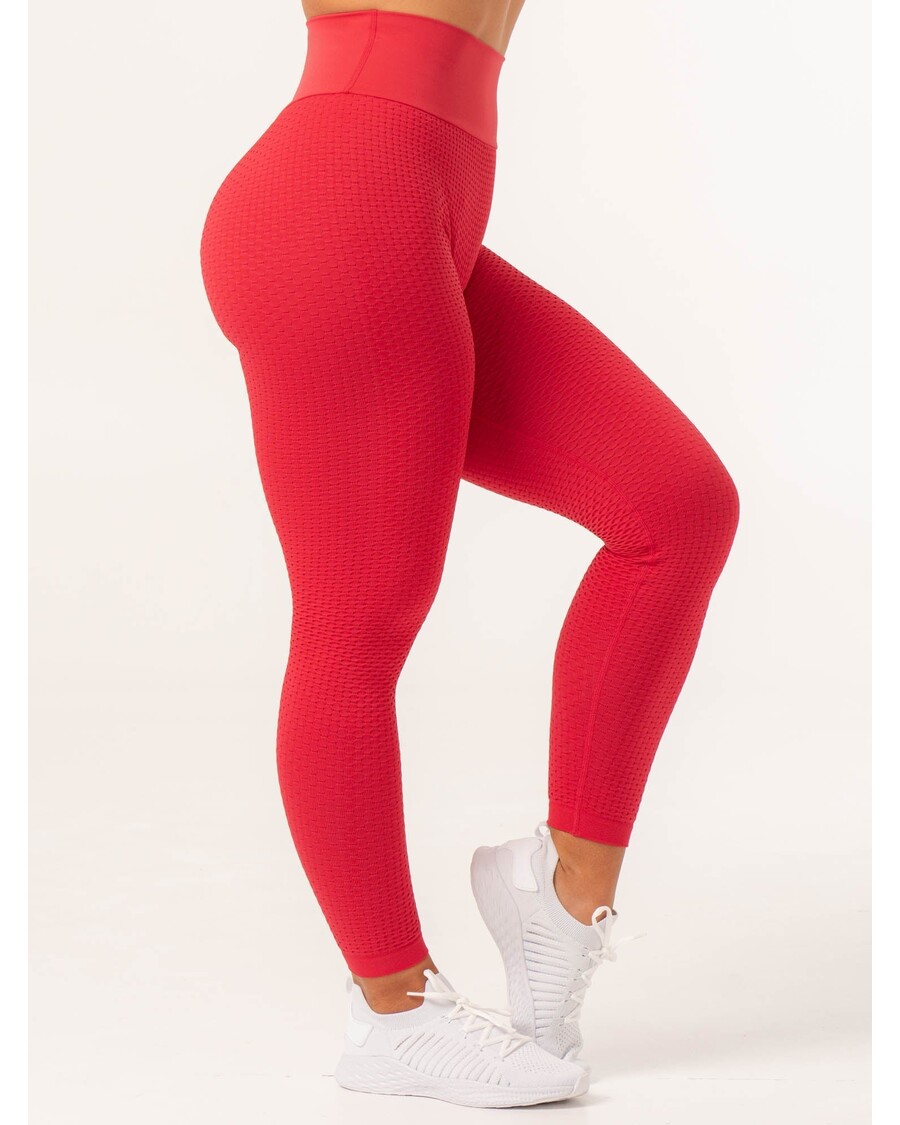 Ryderwear Honeycomb Scrunch Seamless Leggings - Lipstick Red