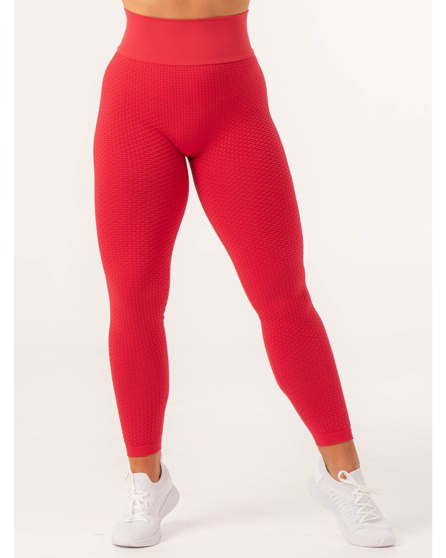 Ryderwear Honeycomb Scrunch Seamless Leggings - Lipstick Red