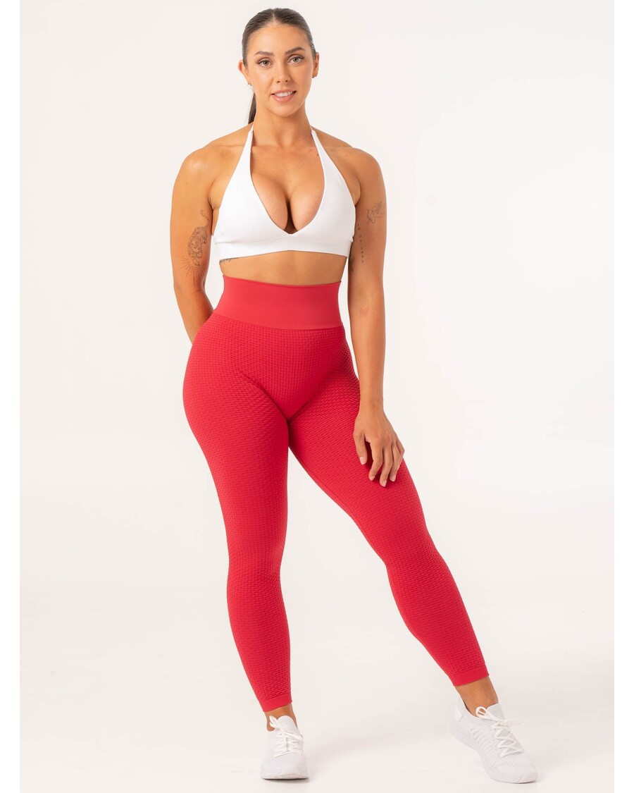 Ryderwear Honeycomb Scrunch Seamless Leggings - Lipstick Red