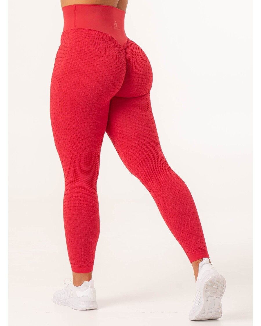 Ryderwear Honeycomb Scrunch Seamless Leggings - Lipstick Red