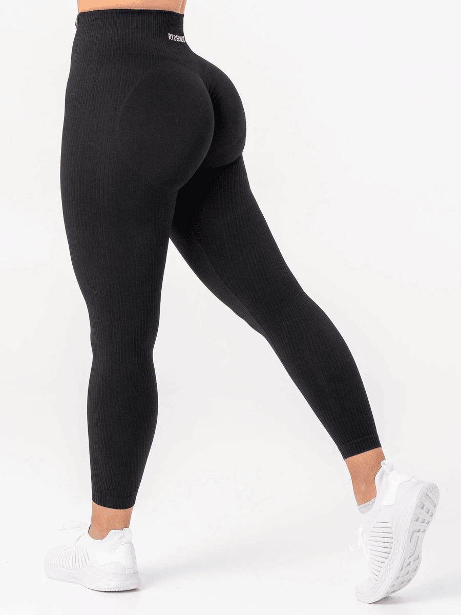 Ryderwear Rib Scrunch Seamless κολάν - μαύρο