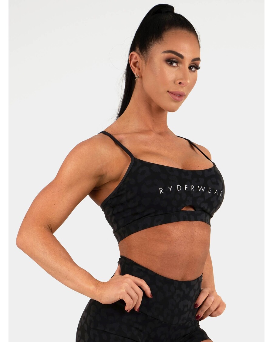 حمالة صدر رياضية من رايدروير - أسود ليوبارد