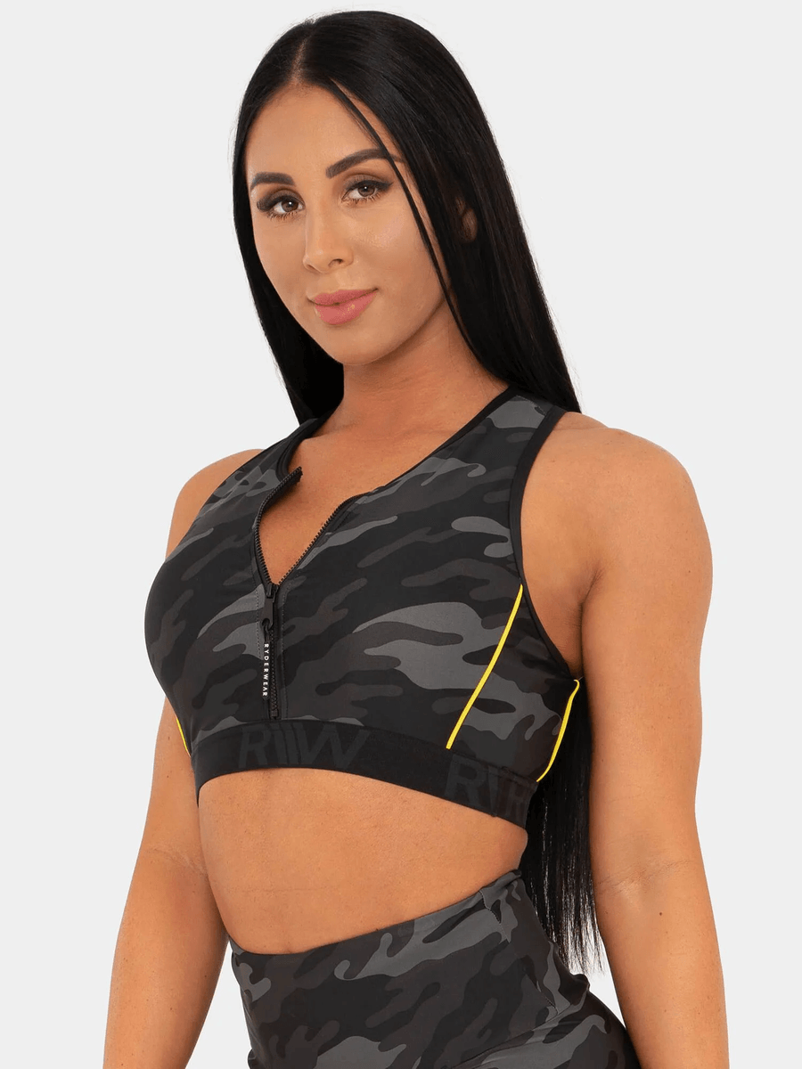 Ryderwear BFCAMO Zip Up Sports Bra - Camo