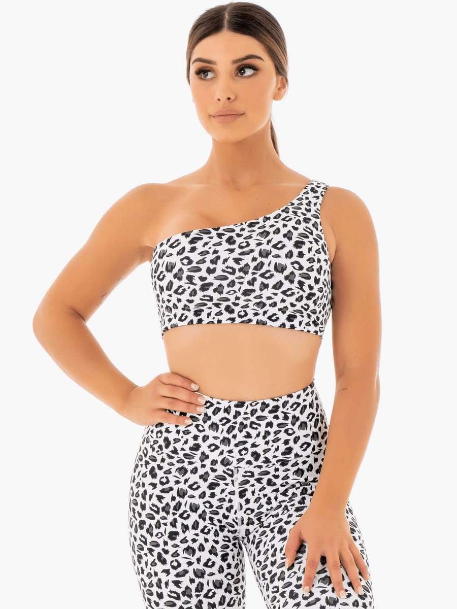 Ryderwear Adapt One Shoulder Sports Bra - Snow Leopard