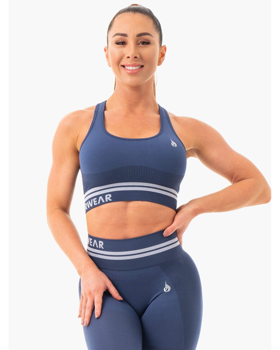 Reggiseno Sportivo Longline Senza Cuciture Ryderwear Freestyle - Blu Acciaio