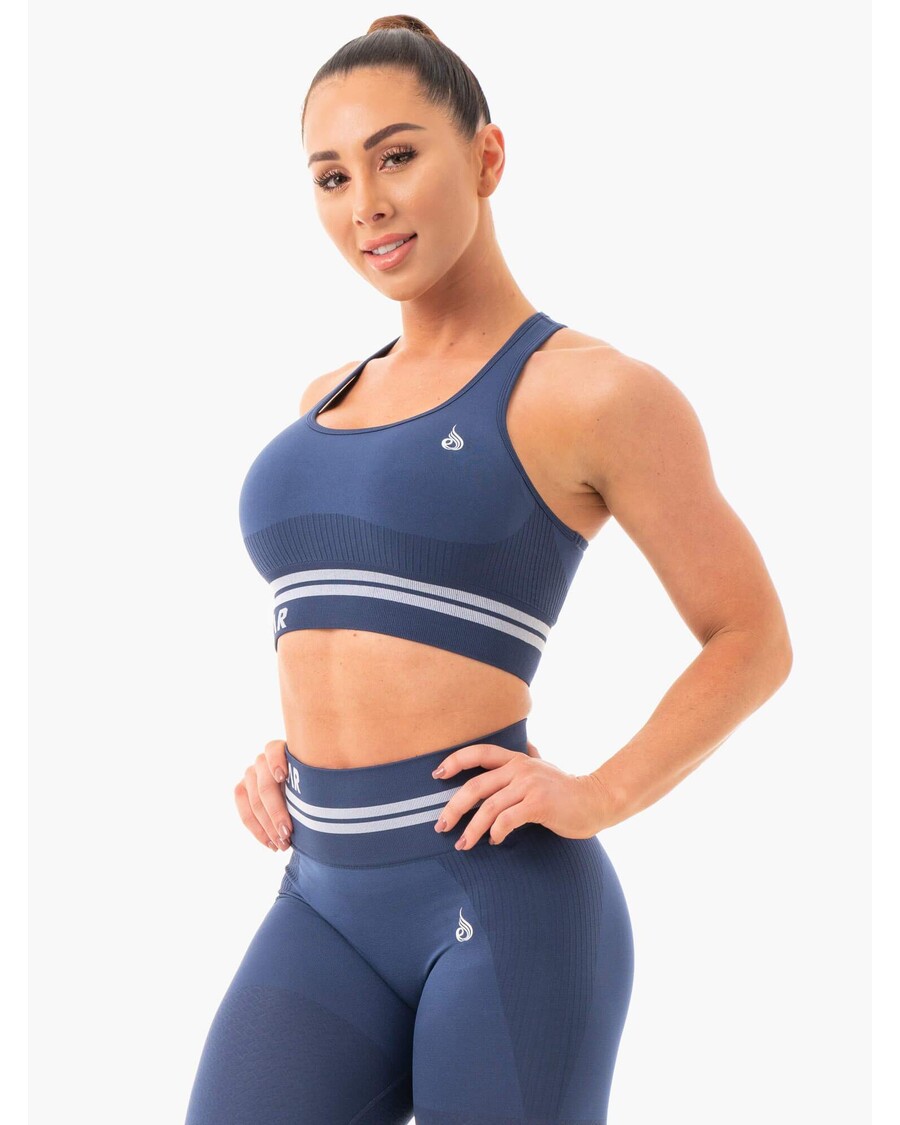 Reggiseno Sportivo Longline Senza Cuciture Ryderwear Freestyle - Blu Acciaio