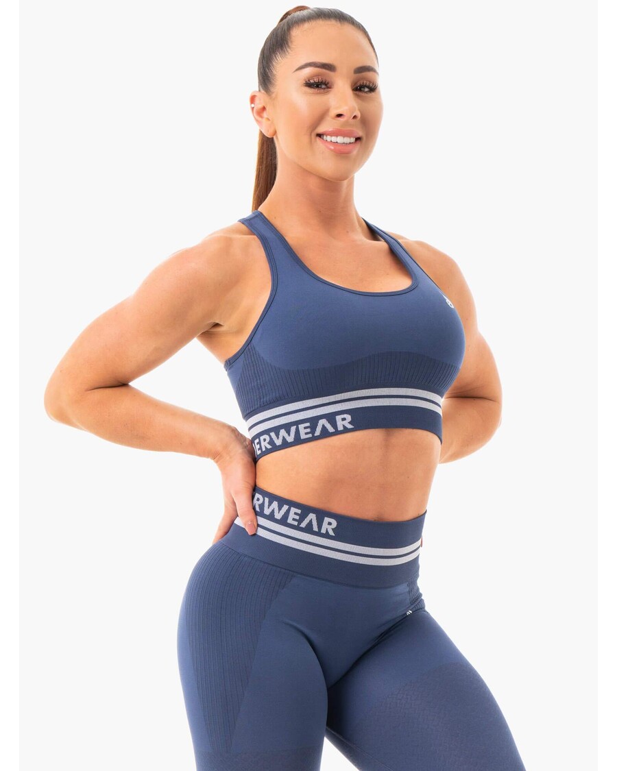 Reggiseno Sportivo Longline Senza Cuciture Ryderwear Freestyle - Blu Acciaio