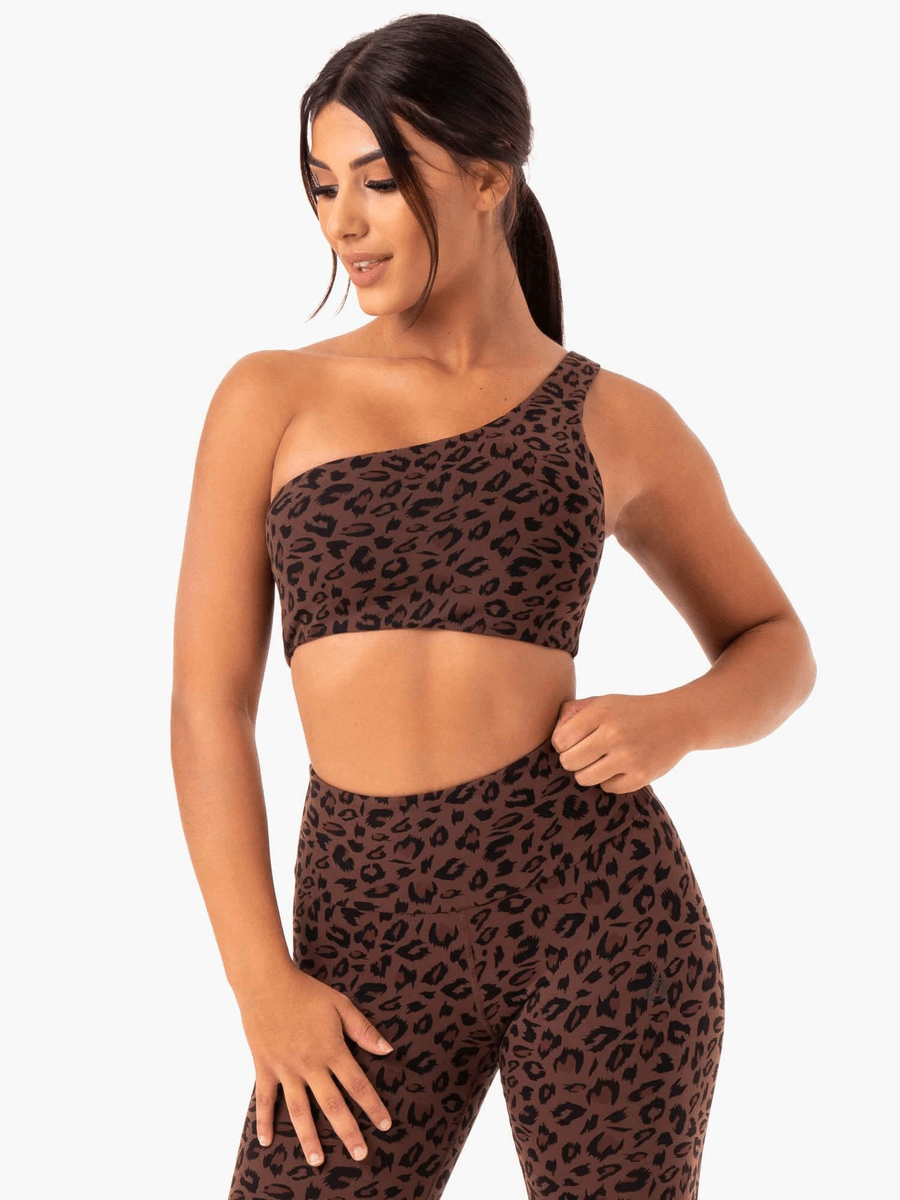 Ryderwear Adapt One Shoulder Sports Bra - Chocolate Leopard