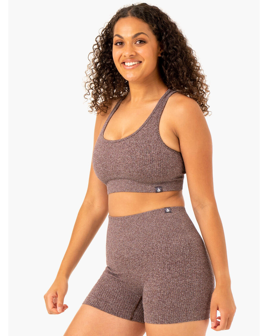 Ryderwear Rib Seamless Sports Bra - Chocolate Marl