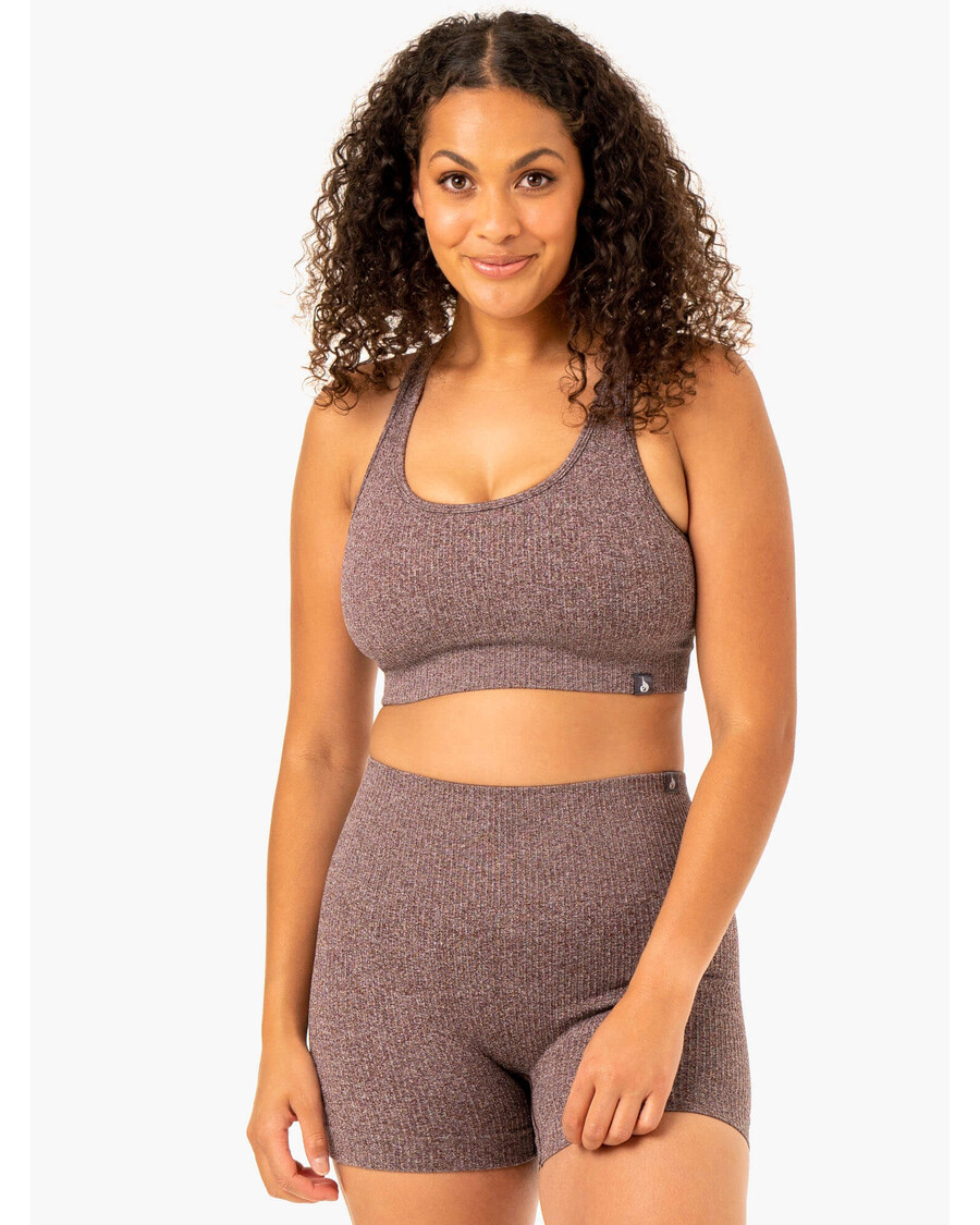 Ryderwear Rib Seamless Sports Bra - Chocolate Marl